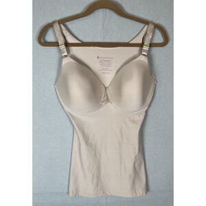 SHAPEEZ Tankee Size Medium DD Long Shapewear Bra Cami Underwire Excellent Beige